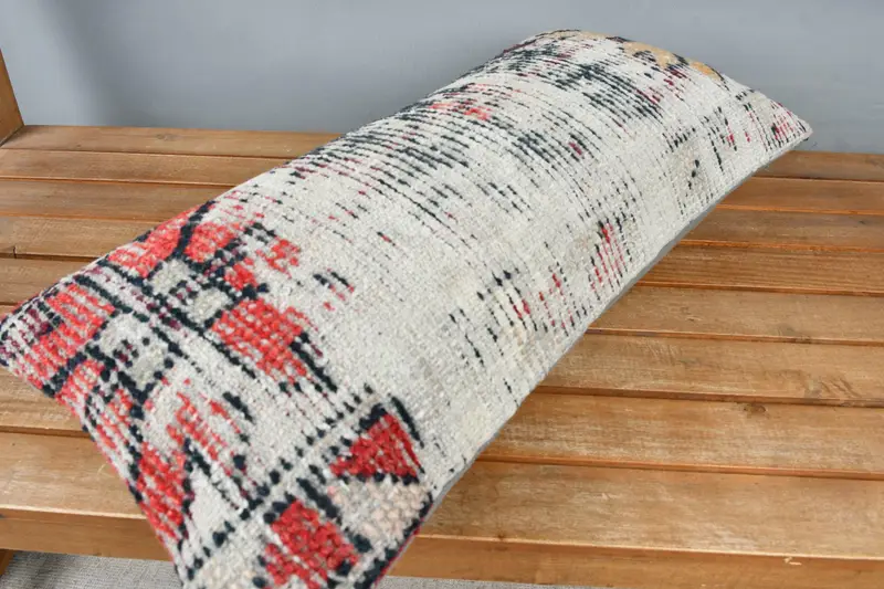 Shabby Chic Pillow Cover, Cotton Cushion, Kilim Pillow, Boho Pillow, 12x24 Beige Cushion Case, Cushion Cover, Boho Pillow Sham Cover - 2