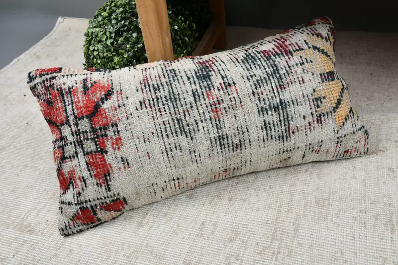 Shabby Chic Pillow Cover, Cotton Cushion, Kilim Pillow, Boho Pillow, 12x24 Beige Cushion Case, Cushion Cover, Boho Pillow Sham Cover - 7