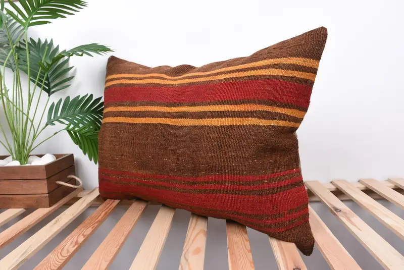 20x28 Brown Pillow Case, Gift Pillow, Pillow for Couch, Ethnic Pillow Cover Pillow Sham, Kilim Rug Pillow Case, Home Decor Pillow, Cushion - 5