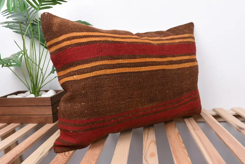 20x28 Brown Pillow Case, Gift Pillow, Pillow for Couch, Ethnic Pillow Cover Pillow Sham, Kilim Rug Pillow Case, Home Decor Pillow, Cushion - 4