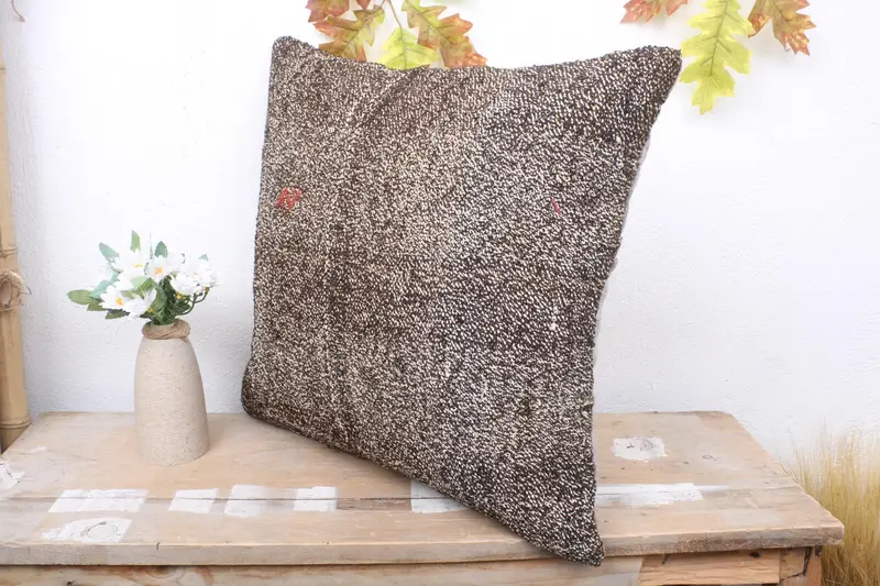 Aesthetic Pillow Sham, Turkish Kilim Pillow, Cotton Cushion, Antique Pillows, 18x18 Brown Pillow Case, Interior Designer Pillow, Cushion Case - 4