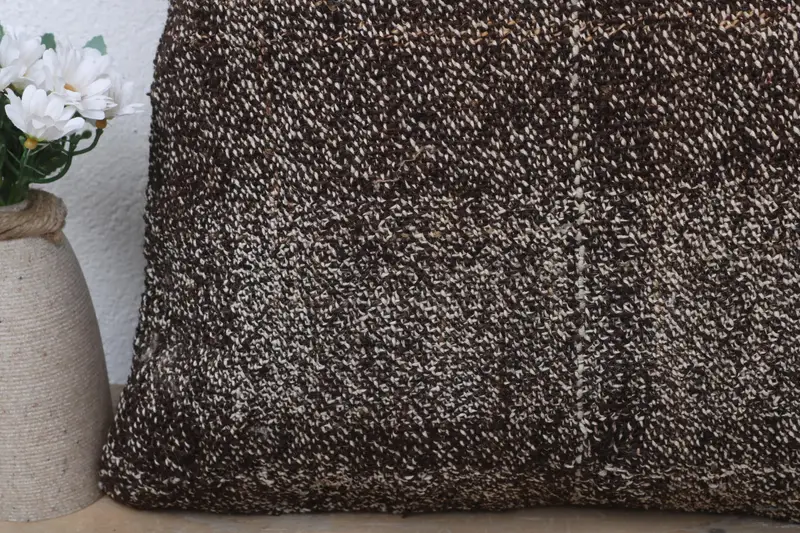 Aesthetic Pillow Sham, Turkish Kilim Pillow, Cotton Cushion, Antique Pillows, 18x18 Brown Pillow Case, Interior Designer Pillow, Cushion Case - 3