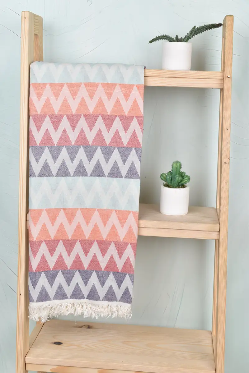 Beach towel, Handmade Gift, 70x40 Cotton Zigzag Design Towel, Unique Wedding Gift, Halloween Bachelorette Party Favors, Best Friend Gift, Spa Gift - 8