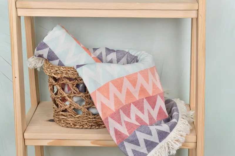 Beach towel, Handmade Gift, 70x40 Cotton Zigzag Design Towel, Unique Wedding Gift, Halloween Bachelorette Party Favors, Best Friend Gift, Spa Gift - 4