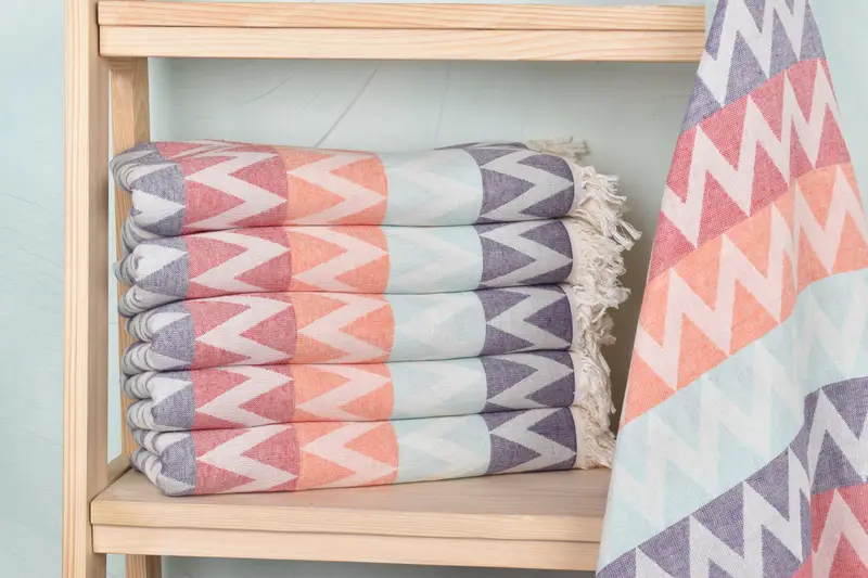 Beach towel, Handmade Gift, 70x40 Cotton Zigzag Design Towel, Unique Wedding Gift, Halloween Bachelorette Party Favors, Best Friend Gift, Spa Gift - 2