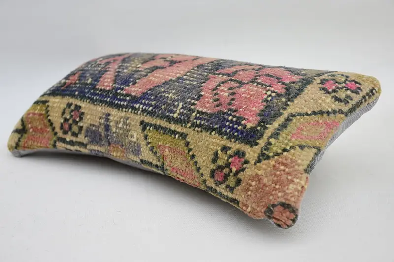 Kilim Cushion Sham, Turkish Kilim Pillow, Outdoor Bolster Cushion, Pillow Cover, 8x16 Blue Pillow Cover, Boho Pillow Sham Cover - 5