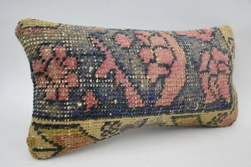 Kilim Cushion Sham, Turkish Kilim Pillow, Outdoor Bolster Cushion, Pillow Cover, 8x16 Blue Pillow Cover, Boho Pillow Sham Cover - 2