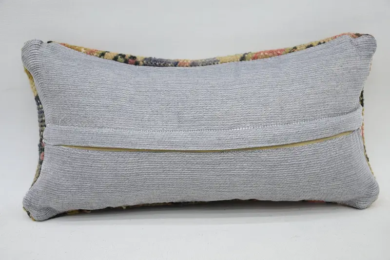 Kilim Cushion Sham, Turkish Kilim Pillow, Outdoor Bolster Cushion, Pillow Cover, 8x16 Blue Pillow Cover, Boho Pillow Sham Cover - 6