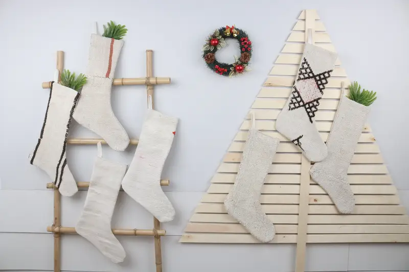 Noel Süsleri Deseni, 22 İnç Geniş Tatil Çorabı