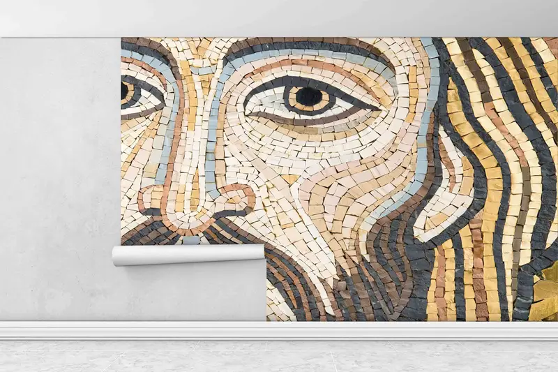Jesus Christ Paper Craft, Modern Wall Decals, Jesus Paper Craft, Jesus Christ Mosaic Digital Paper, Removable Wallpaper, Jesus Wall Art, - 8