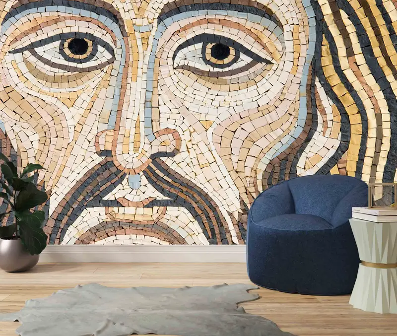 Jesus Christ Paper Craft, Modern Wall Decals, Jesus Paper Craft, Jesus Christ Mosaic Digital Paper, Removable Wallpaper, Jesus Wall Art, - 9
