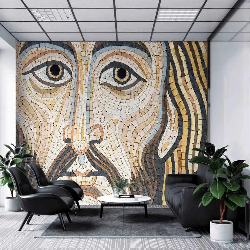 Jesus Christ Paper Craft, Modern Wall Decals, Jesus Paper Craft, Jesus Christ Mosaic Digital Paper, Removable Wallpaper, Jesus Wall Art, - 6