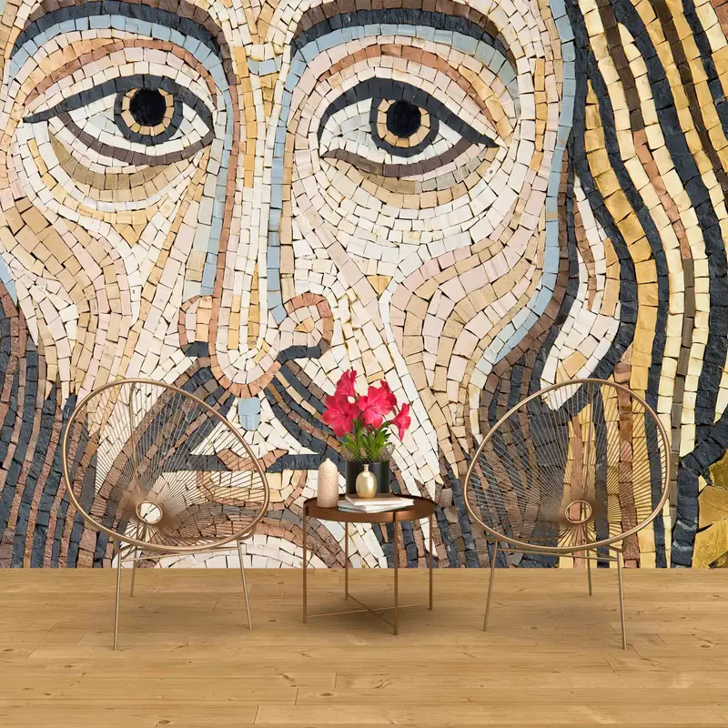 Jesus Christ Paper Craft, Modern Wall Decals, Jesus Paper Craft, Jesus Christ Mosaic Digital Paper, Removable Wallpaper, Jesus Wall Art, - 10