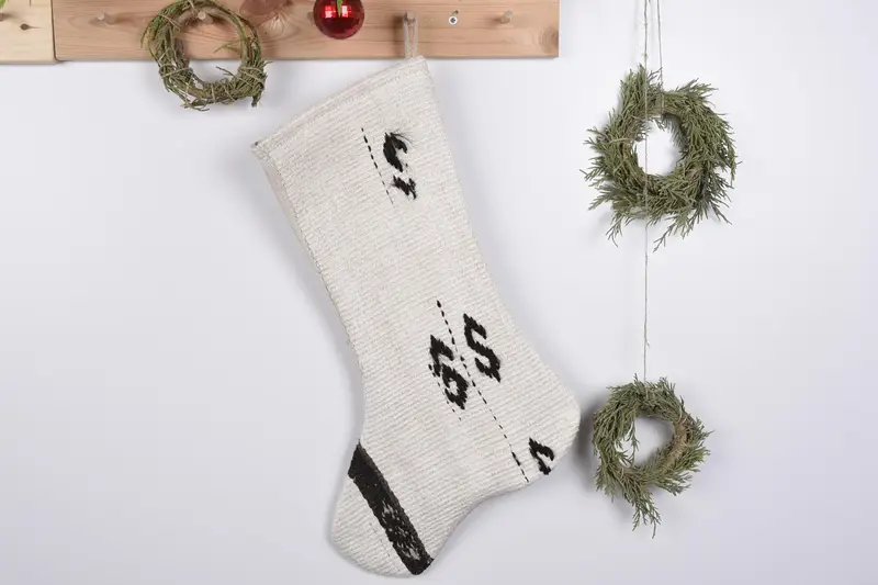 Kişiye Özel Kilim Yılbaşı Çorabı, Rustik Süs Desenli Çorap