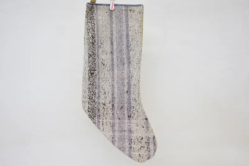 Mor ve Beyaz Noel Süsleri Çorabı, 14 İnç Noel Çorabı