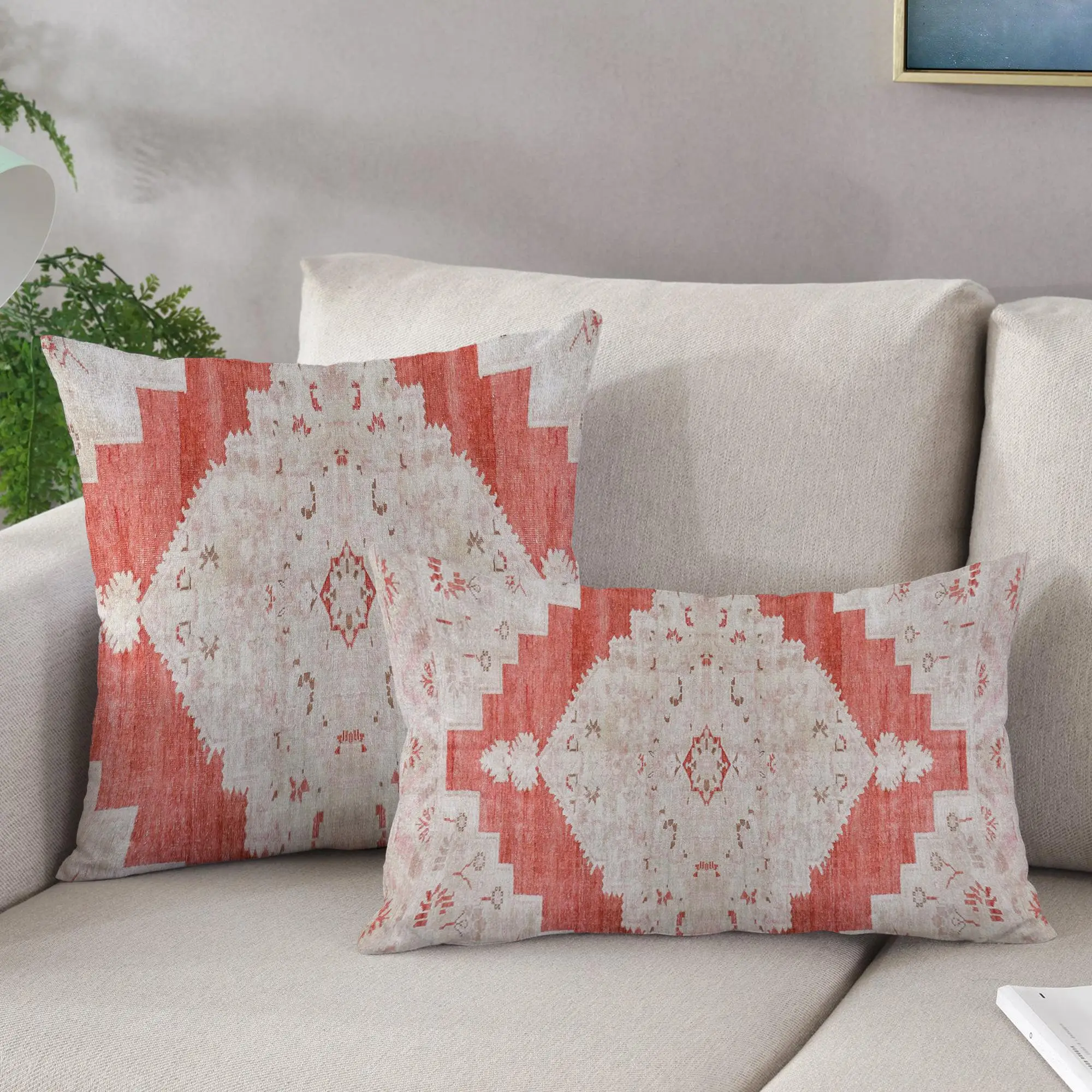 Geometric Pattern Printed Pillow: Modern Chic Home Accent - 1