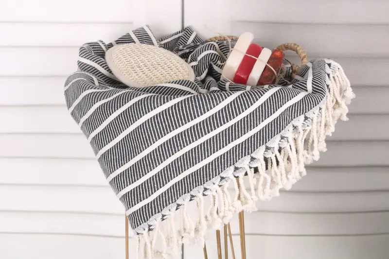70x40 Bamboo Striped Towel, Bridal Party Gifts, Personalized Bridesmaid Gift, Hammam towel, Turkish towel bulk order for wedding gifts, Travel towel - 2