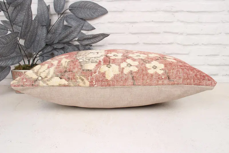 Vintage Pillow, Pillow Cover, Retro Throw Pillow Case, Rustic Cushion Case, 16x24 Red Cushion Case, Vintage Kilim Pillow, Gift Pillow - 5