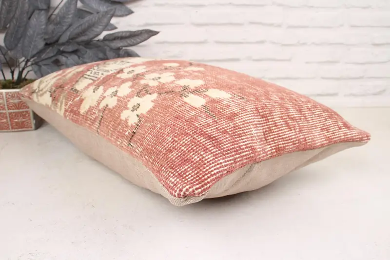 Vintage Pillow, Pillow Cover, Retro Throw Pillow Case, Rustic Cushion Case, 16x24 Red Cushion Case, Vintage Kilim Pillow, Gift Pillow - 6