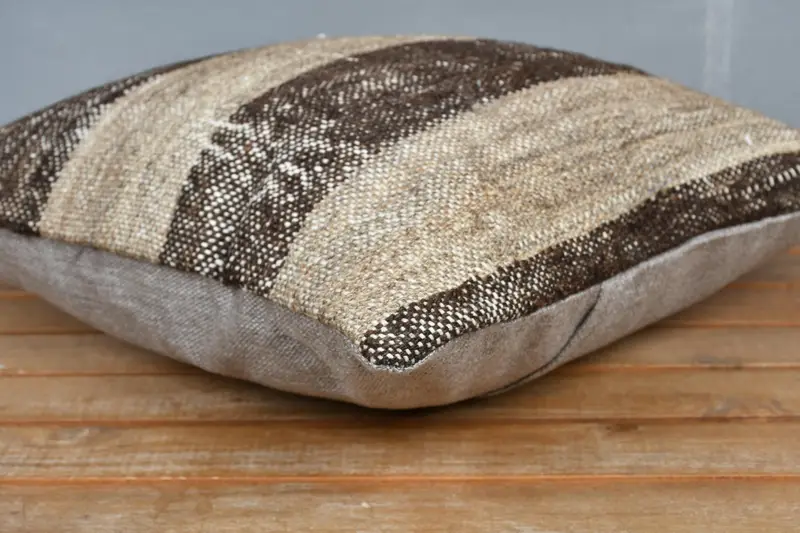 Boho Pillow Sham Cover, Pastel Cushion, Gift Pillow, Pillow Sham, 16x16 Brown Cushion Cover, Handmade Kilim Cushion, Garden Cushion Cover - 4