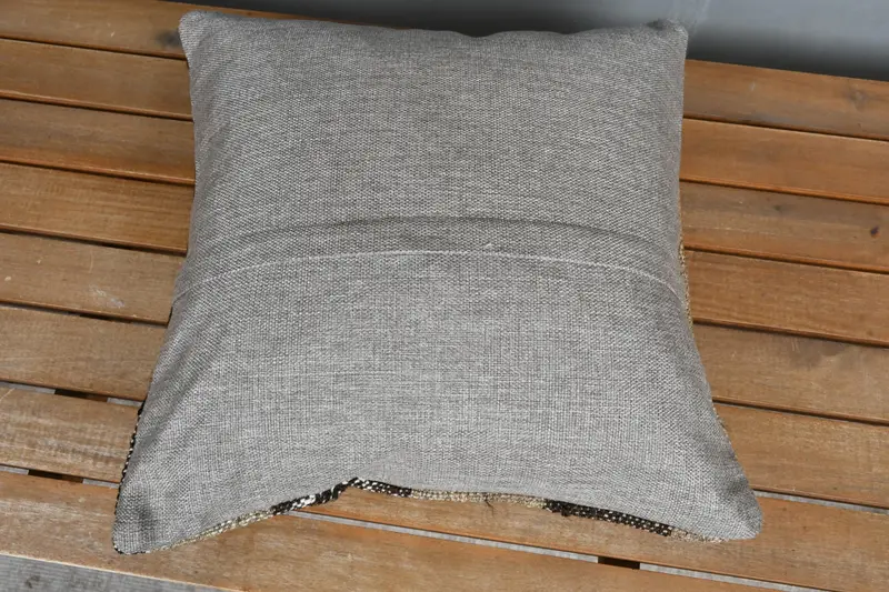 Boho Pillow Sham Cover, Pastel Cushion, Gift Pillow, Pillow Sham, 16x16 Brown Cushion Cover, Handmade Kilim Cushion, Garden Cushion Cover - 5