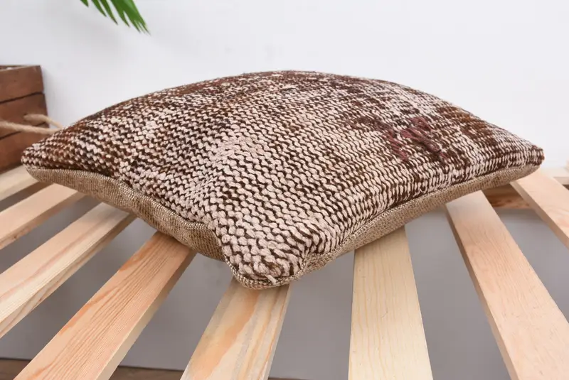 Turkish Corner Pillow, Luxury Cushion, Kilim Cushion Sham, Cushion Cover, 14x14 Brown Cushion Cover, Gift Pillow, Pillow for Sofa - 6