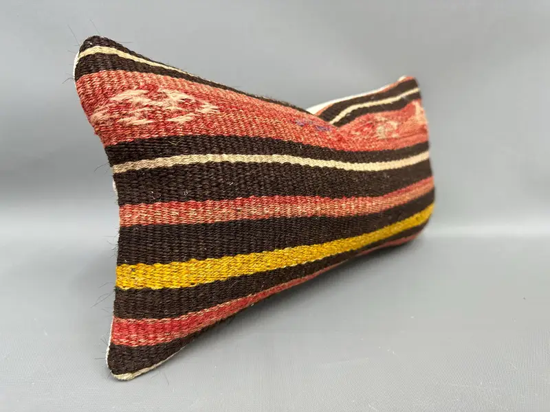 Kilim Pillow Cover, Boho Pillow Sham Cover, Oriental Cushion, 8x16 Red Pillow Case, Indoor Pillow, Turkish Kilim Pillow, Pillow Cover - 2