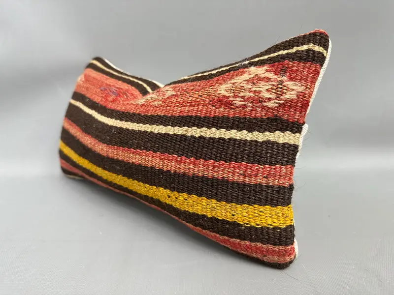 Kilim Pillow Cover, Boho Pillow Sham Cover, Oriental Cushion, 8x16 Red Pillow Case, Indoor Pillow, Turkish Kilim Pillow, Pillow Cover - 3