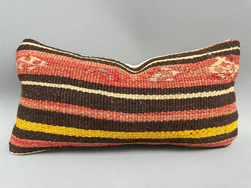 Kilim Pillow Cover, Boho Pillow Sham Cover, Oriental Cushion, 8x16 Red Pillow Case, Indoor Pillow, Turkish Kilim Pillow, Pillow Cover - 1
