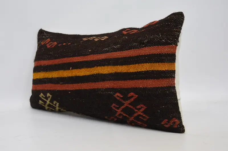 12x24 Black Cushion Case, Designer Throw Cushion, Cushion Case, Kilim Pillow, Interior Designer Pillow, Vintage Kilim Throw Pillow - 4