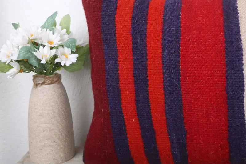 Vintage Kilim Throw Pillow, Pillow Cover, Decorative Pillow, Handmade Kilim Cushion, Outdoor Bolster Pillow, 12x24 Orange Pillow Case, Kilim Pillow - 3