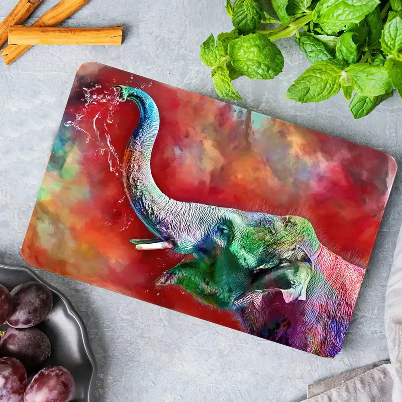 Renkli Soyut Fil Cam Kesme Tahtası, Modern Mutfağın Temeli