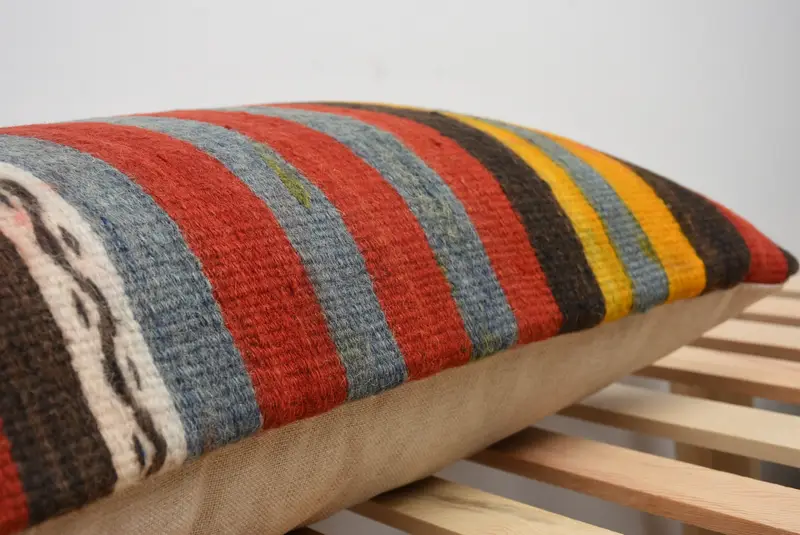 Boho Pillow, Cushion Case, Antique Pillows, 16x48 Red Cushion Cover, Morroccon Kilim Cushion Pillow Sham, Handmade Kilim Cushion - 7