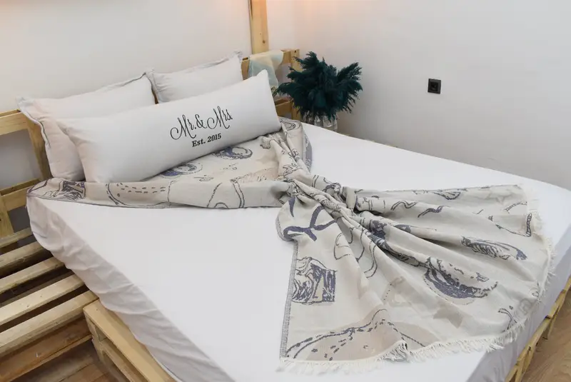 Housewarming Gift, Valentine Day Gift For Her, Wedding Gift Ideas, Throw Blanket Couch, Bachelorette Gifts, 88x64 Cotton Shoes Design Towel - 8