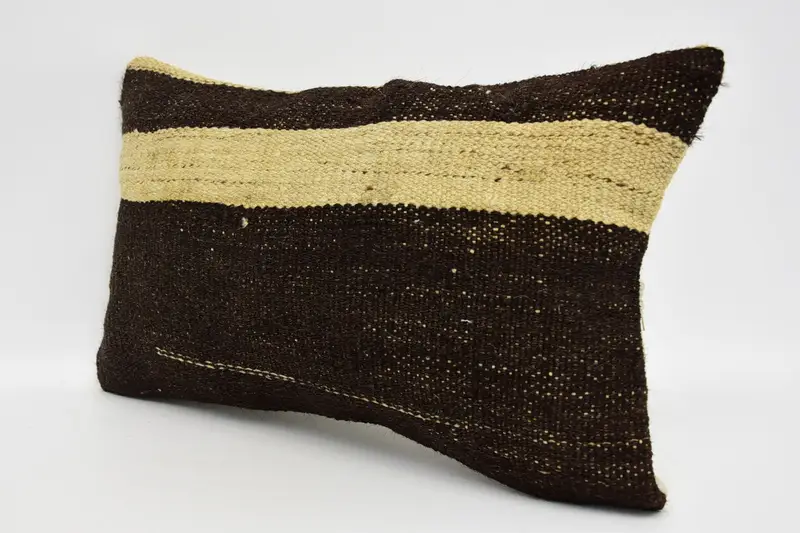 Retro Throw Pillow Cover, Gift Pillow, Pillow Case, Handmade Kilim Cushion, Handmade Throw Cushion Case, Boho Pillow, 12x20 Brown Pillow Sham - 4