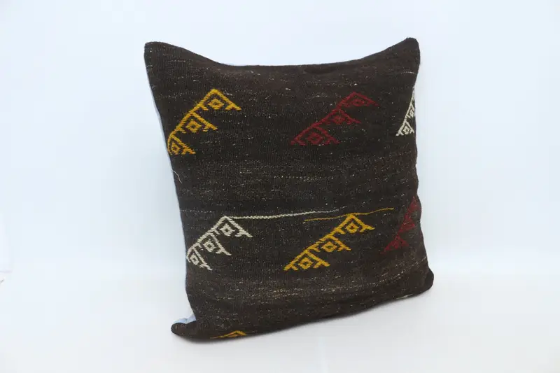 28x28 Brown Pillow Case, Living Room Throw Pillow Case, Tribal Pillow Case, Gift Pillow, Cushion, Turkish Kilim Pillow, Throw Kilim Pillow - 3