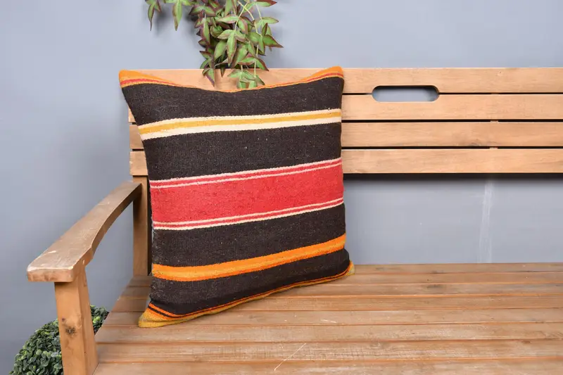 Pillow, Boho Pillow Sham Cover, Decorative Cushion Cover, Farmhouse Cushion Cover, Pillow for Couch, 20x20 Red Pillow, Turkish Kilim Pillow - 1