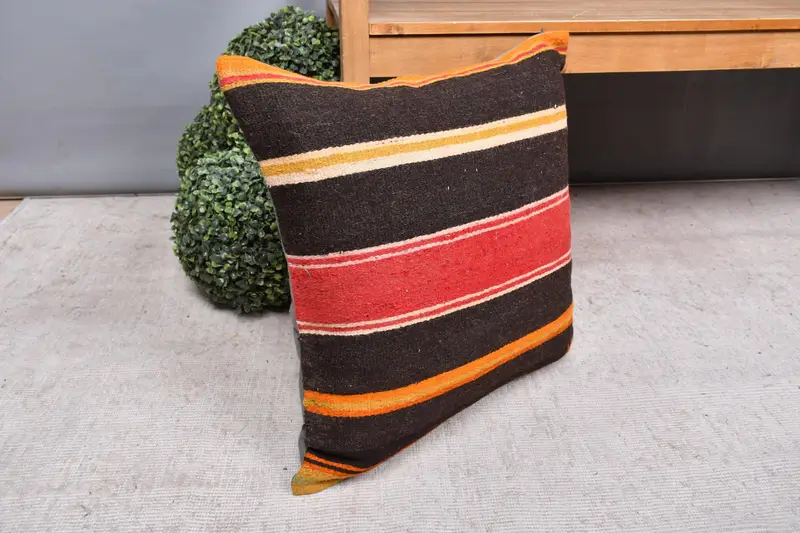 Pillow, Boho Pillow Sham Cover, Decorative Cushion Cover, Farmhouse Cushion Cover, Pillow for Couch, 20x20 Red Pillow, Turkish Kilim Pillow - 7