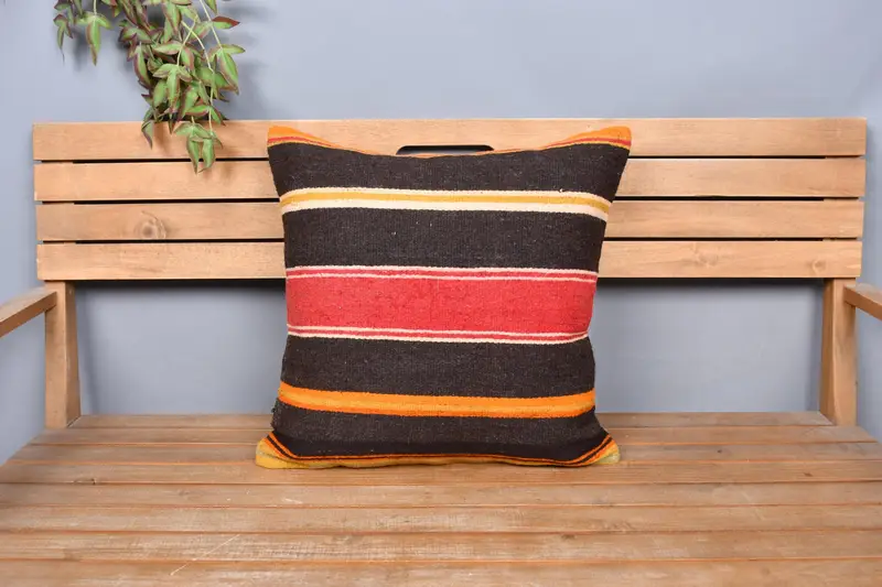 Pillow, Boho Pillow Sham Cover, Decorative Cushion Cover, Farmhouse Cushion Cover, Pillow for Couch, 20x20 Red Pillow, Turkish Kilim Pillow - 6