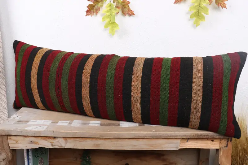Indoor Pillow, Gift Pillow, Bohemian Cushion Pillow Case, 12x36 Red Pillow Cover, Turkish Pillow, Throw Kilim Pillow, Cushion Cover - 4