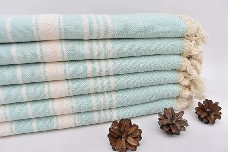 Monogrammed Turkish Bath Towel Green Herringbone, 70x40 Inches