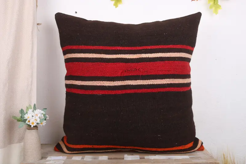 Interior Designer Pillow, Kilim Cushion Sham, 28x28 Brown Cushion Cover, Colorful Cushion, Turkish Kilim Pillow, Car Pillow, Pillow Cover - 2