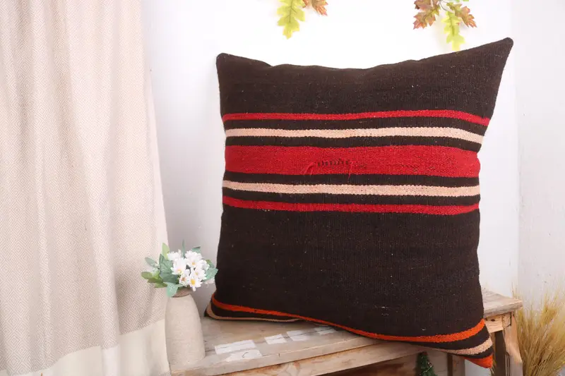 Interior Designer Pillow, Kilim Cushion Sham, 28x28 Brown Cushion Cover, Colorful Cushion, Turkish Kilim Pillow, Car Pillow, Pillow Cover - 4