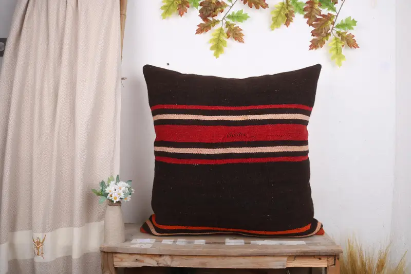 Interior Designer Pillow, Kilim Cushion Sham, 28x28 Brown Cushion Cover, Colorful Cushion, Turkish Kilim Pillow, Car Pillow, Pillow Cover - 1