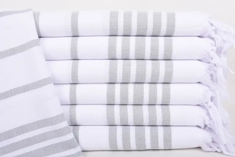 Wedding Gift Kitchen Towel Gray Herringbone Tea Towel, 36x24 Inches