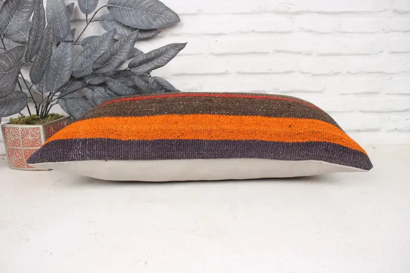 Pillow Case, Gift Pillow, Accent Throw Pillow, Kilim Cushion Sham, 12x24 Red Pillow Case, Kilim Rug Pillow Case, Handmade Kilim Cushion - 5
