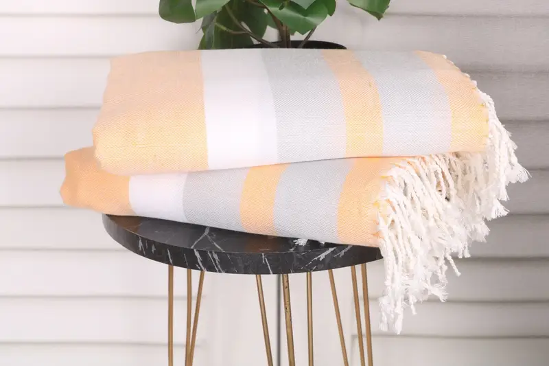 Scarf Towel, Personalized Bridesmaid Gift, Sand-free towel, Peshtemal, Soft and absorbent Turkish towel, Wedding Gift, 70x40 Cotton Striped Towel - 3
