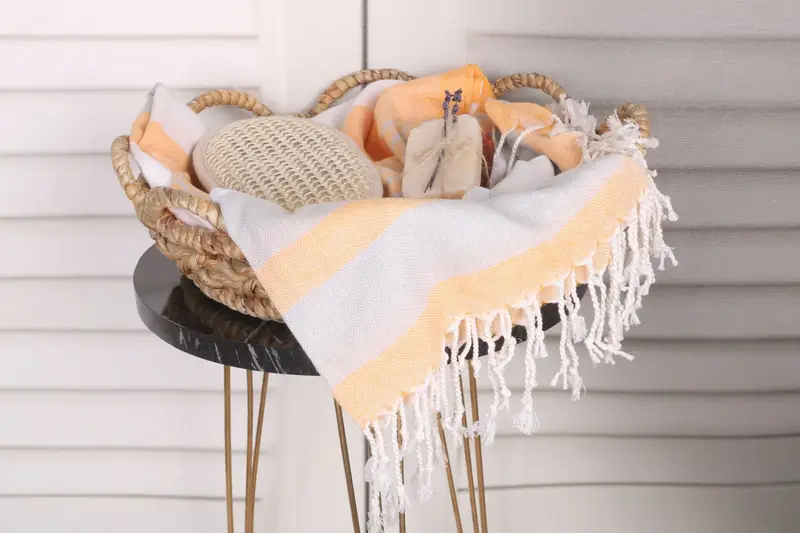 Scarf Towel, Personalized Bridesmaid Gift, Sand-free towel, Peshtemal, Soft and absorbent Turkish towel, Wedding Gift, 70x40 Cotton Striped Towel - 2