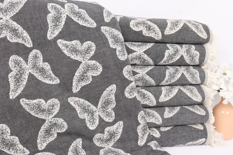 96x80 Cotton Butterfly Pattern Towel, Family Gift Basket, Woven Throw Blanket, Throw Blanket Couch, Valentines Day Gift For Him, Personalized Gifts - 1