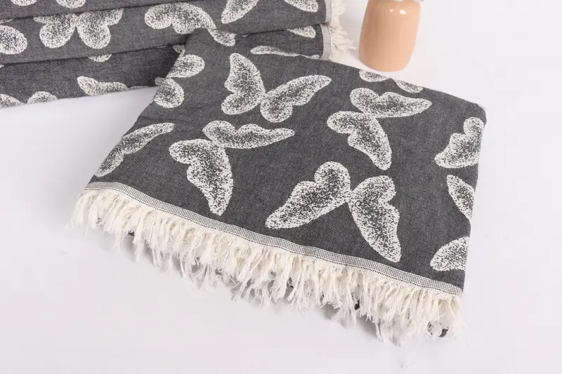 96x80 Cotton Butterfly Pattern Towel, Family Gift Basket, Woven Throw Blanket, Throw Blanket Couch, Valentines Day Gift For Him, Personalized Gifts - 5